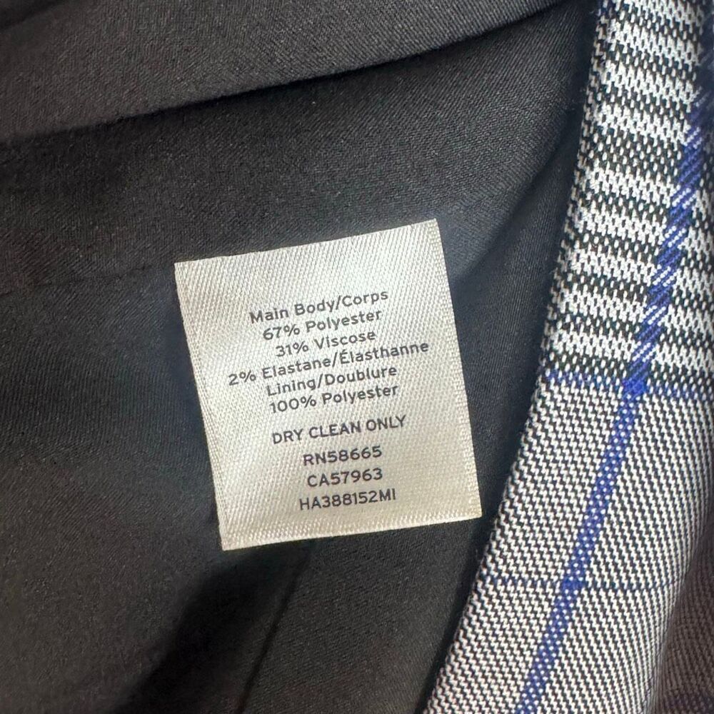 Plaid Blazer Women's Double‎ Breasted Checkered Career Jacket Gray Blue - Picture 7 of 8